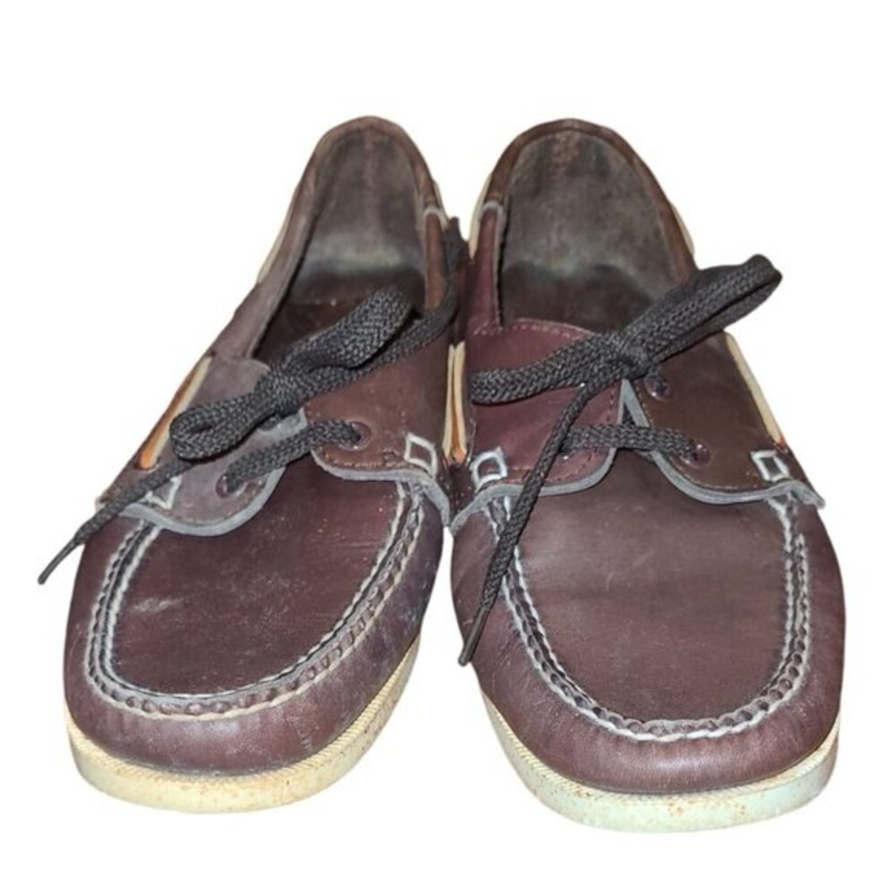 Kodiak Boat Shoes Men s size 85 Leather Slip on with lace Tops in a Dark Brown - Picture 3 of 4